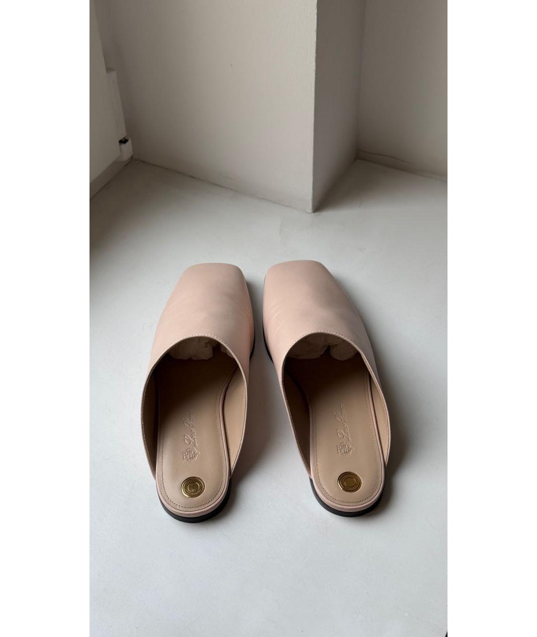 LORO PIANA Розовые кожаные мюли, фото 3