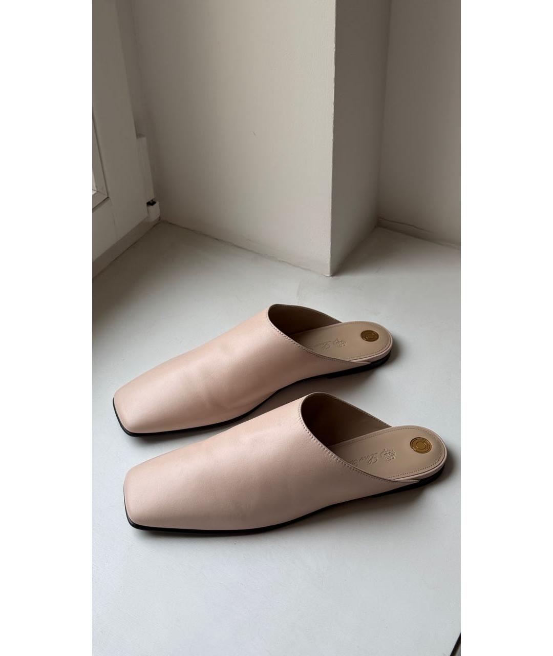 LORO PIANA Розовые кожаные мюли, фото 7