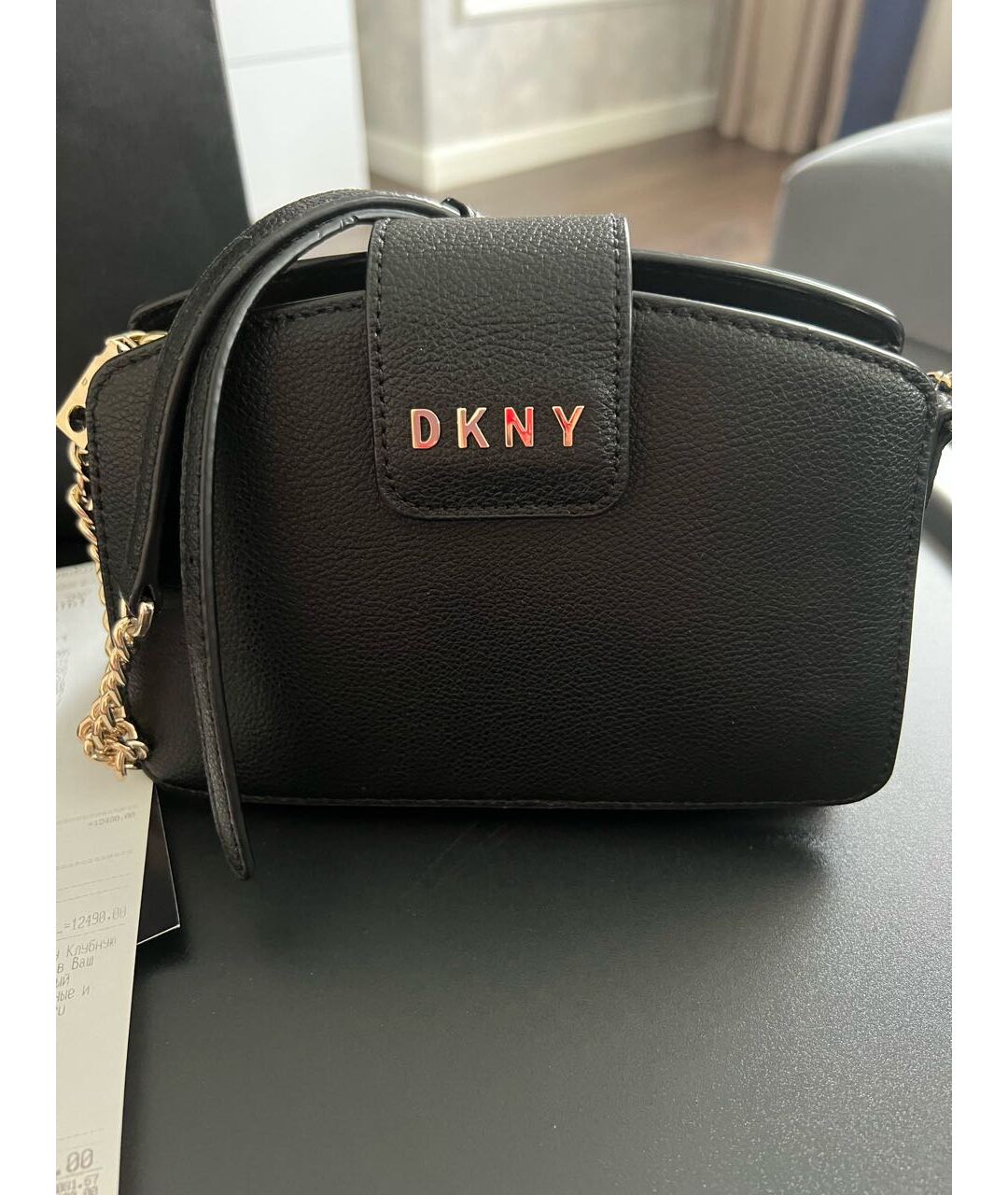 DKNY Черная кожаная сумка тоут, фото 2