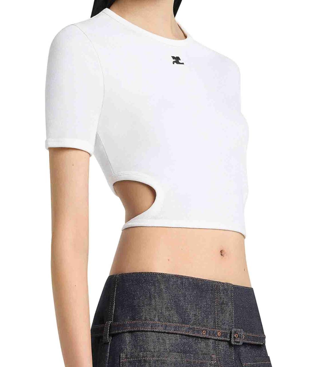 COURREGES Белая хлопковая футболка, фото 6