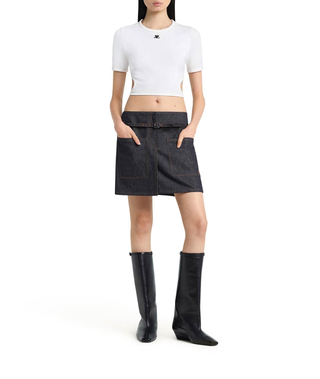 COURREGES Белая хлопковая футболка, фото 2