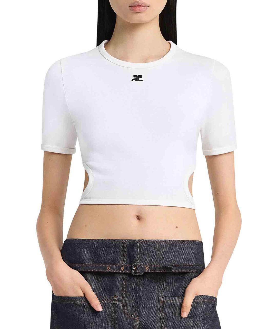 COURREGES Белая хлопковая футболка, фото 3