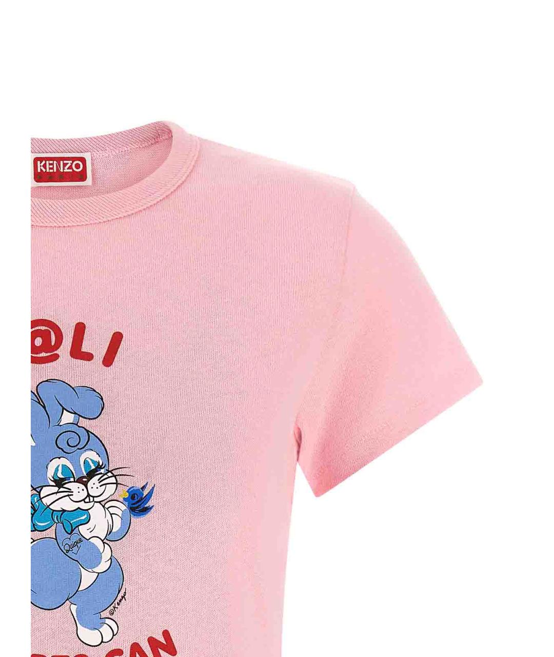 KENZO Розовая хлопковая футболка, фото 3