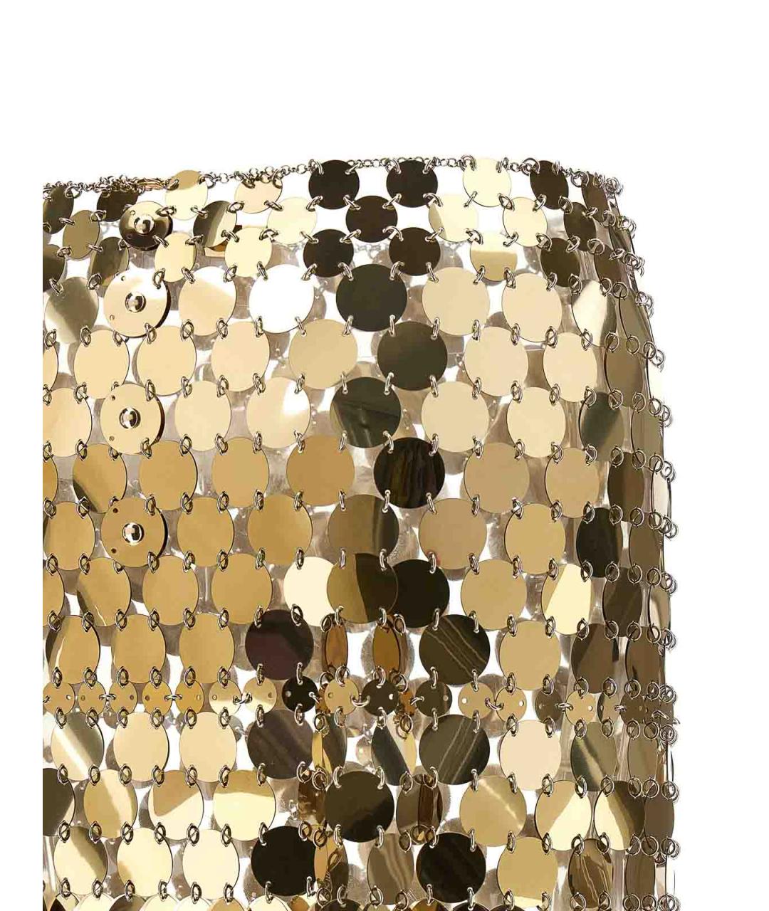 PACO RABANNE Золотая юбка мини, фото 4