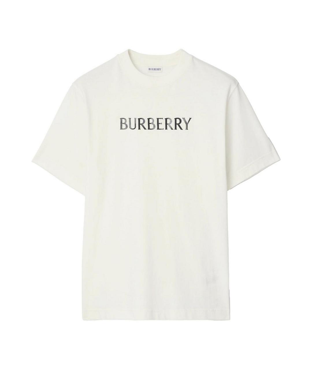 BURBERRY Белая хлопковая футболка, фото 1