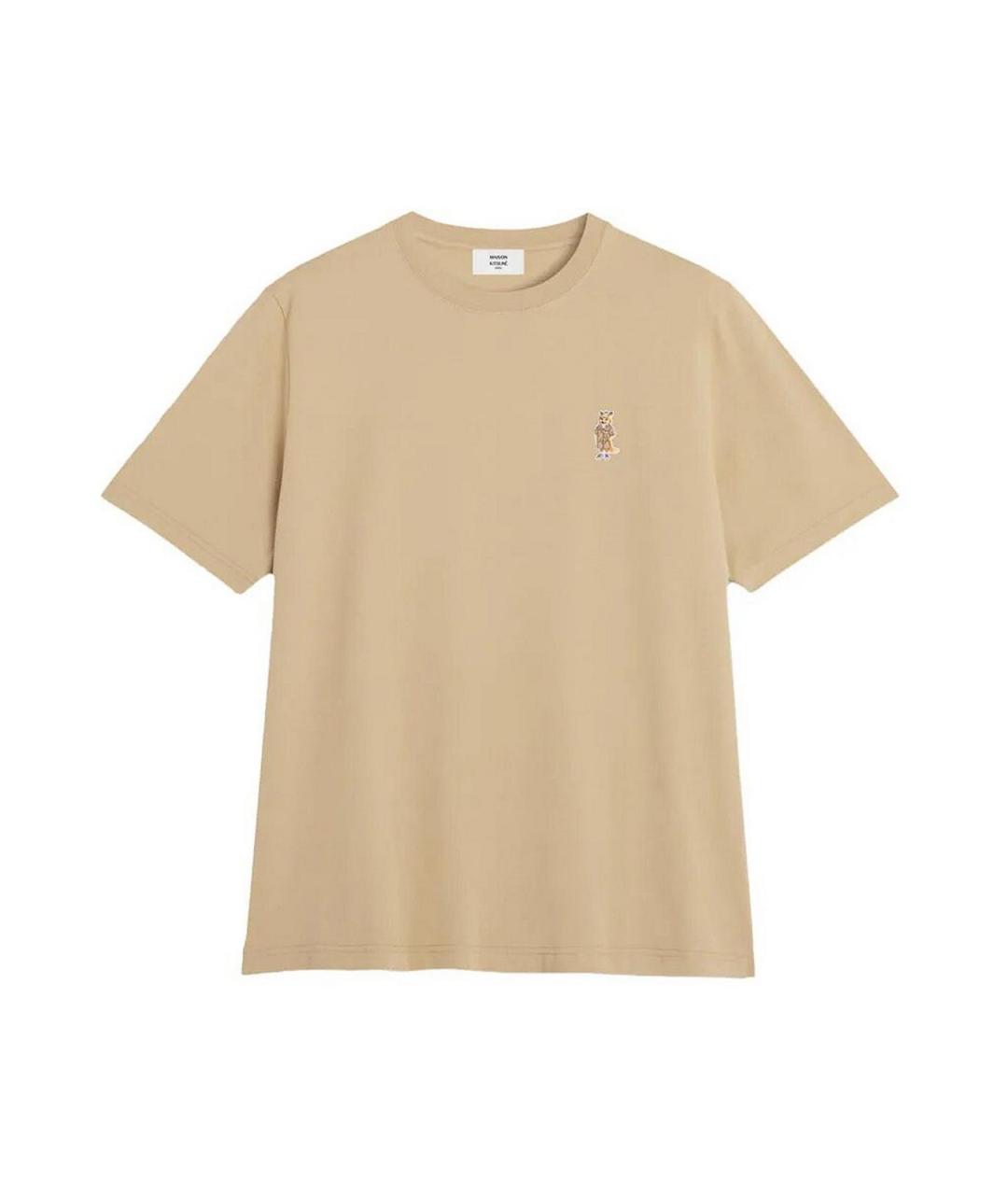 MAISON KITSUNE Бежевая хлопковая футболка, фото 1