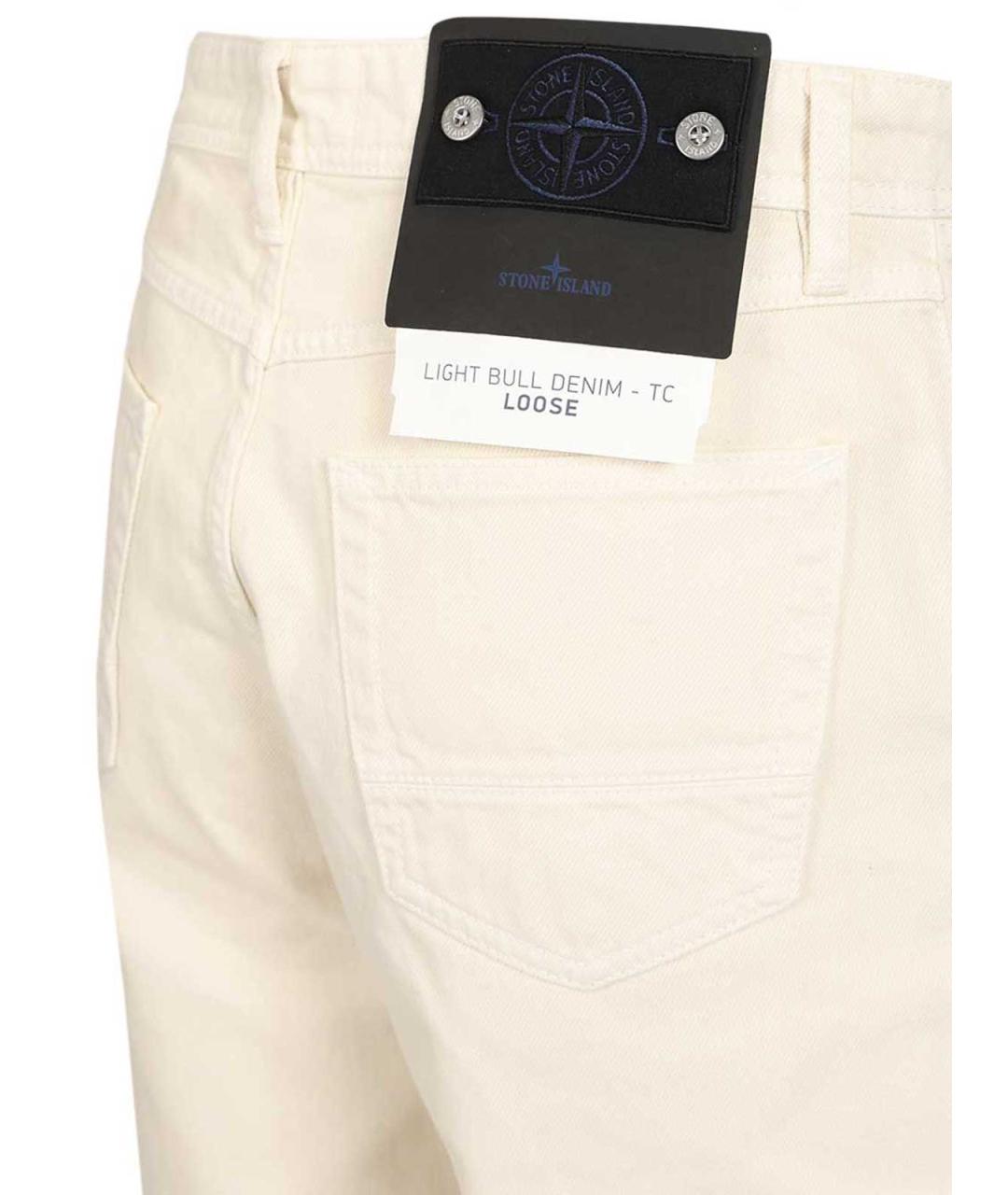 STONE ISLAND Белые хлопковые прямые джинсы, фото 5
