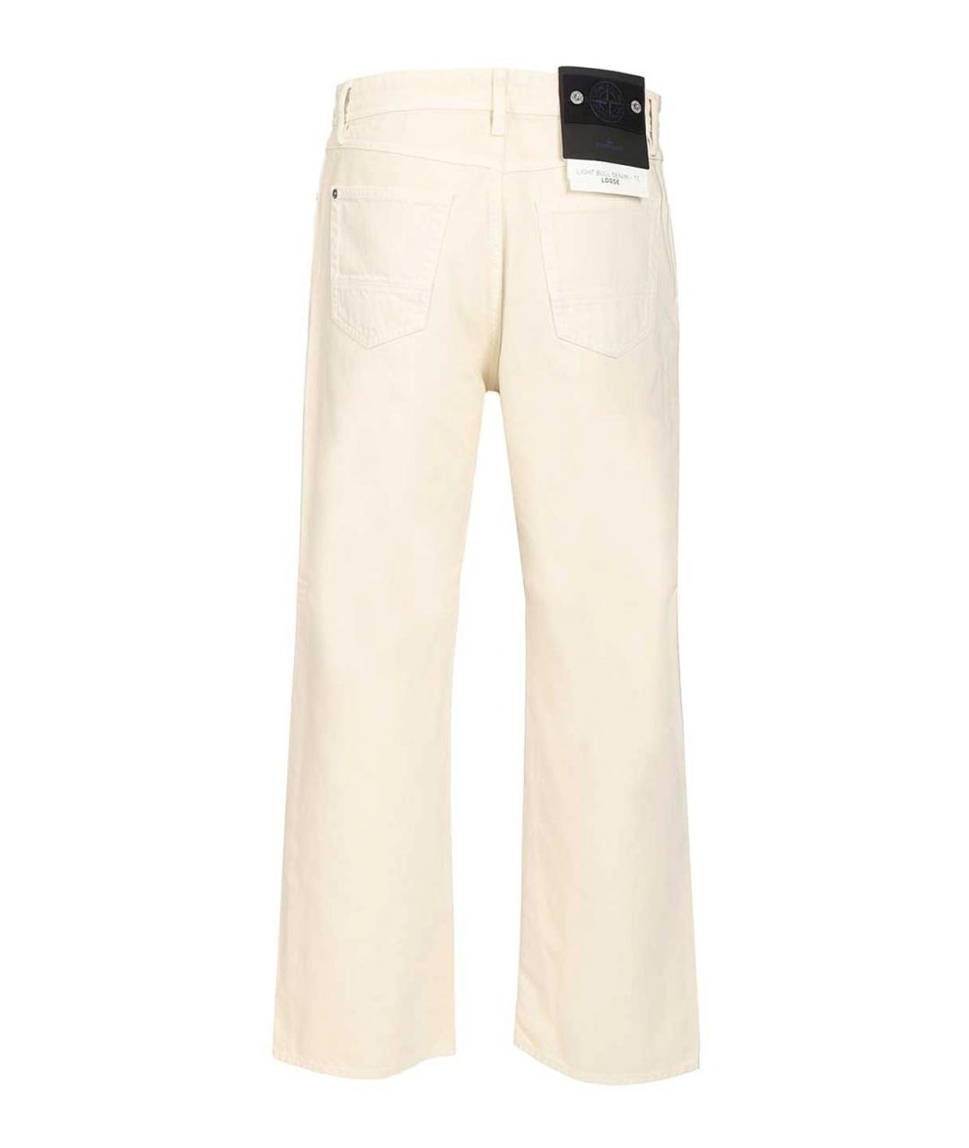 STONE ISLAND Белые хлопковые прямые джинсы, фото 2