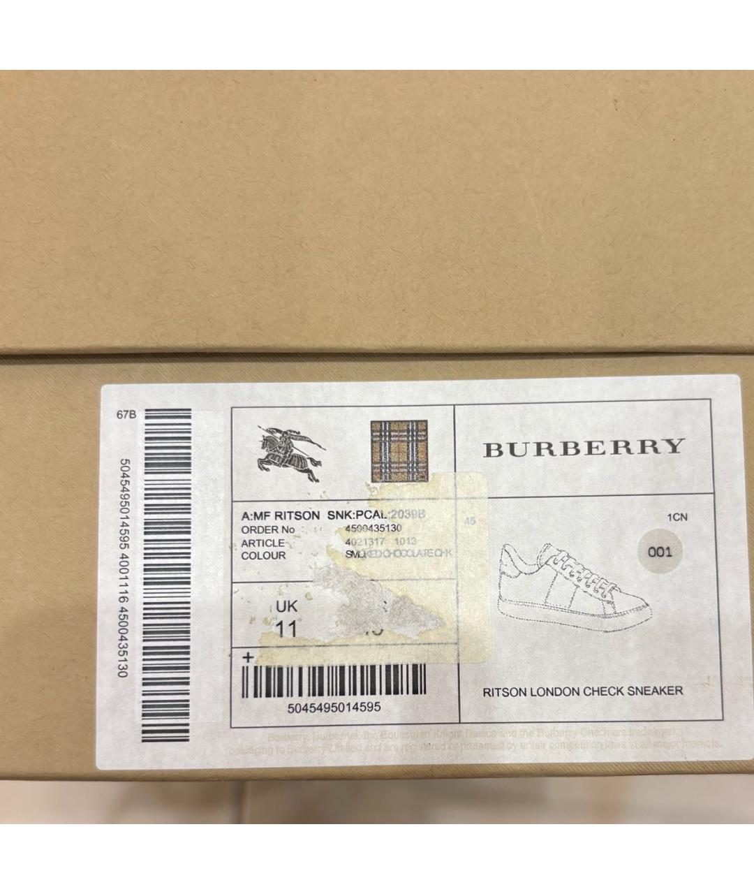 BURBERRY Черные кожаные низкие кроссовки / кеды, фото 5