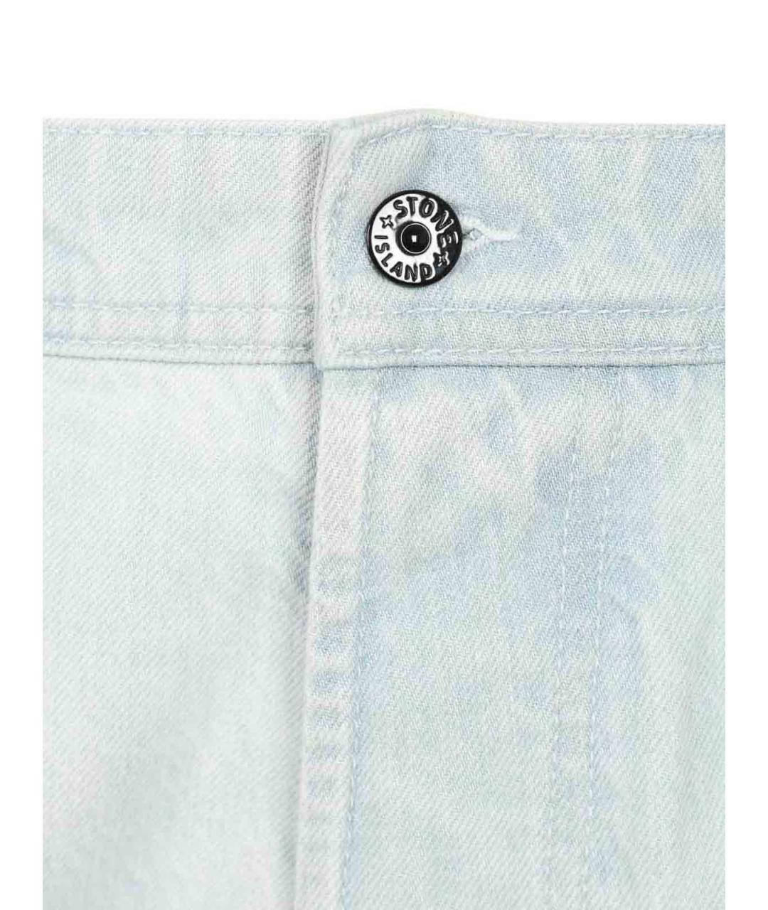STONE ISLAND Голубые хлопковые прямые джинсы, фото 4