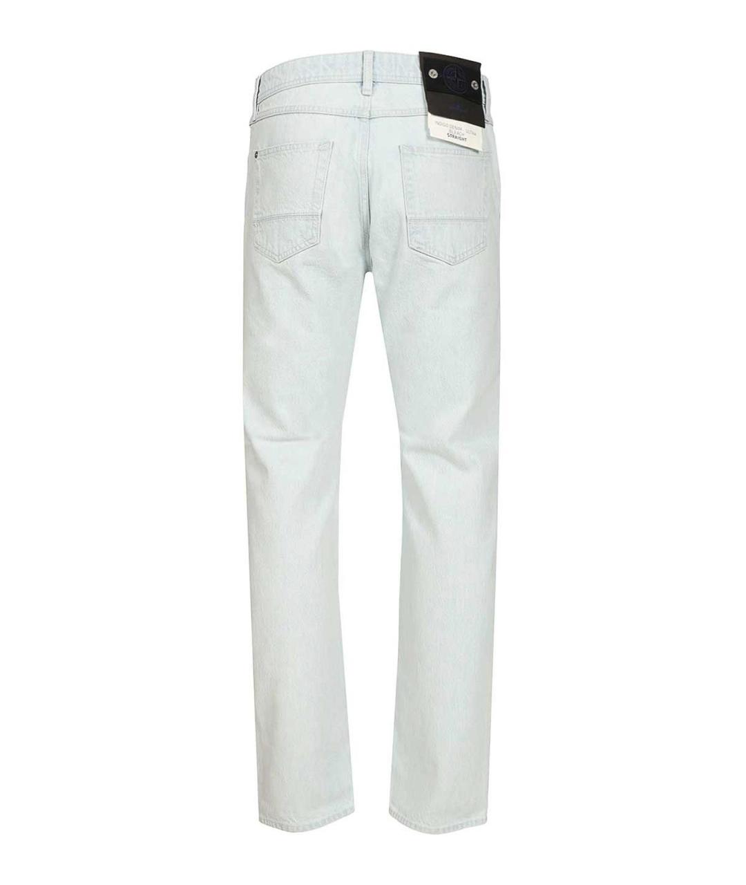 STONE ISLAND Голубые хлопковые прямые джинсы, фото 2