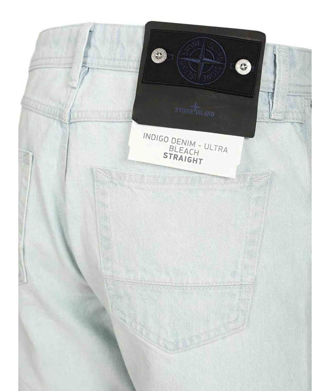 STONE ISLAND Голубые хлопковые прямые джинсы, фото 5