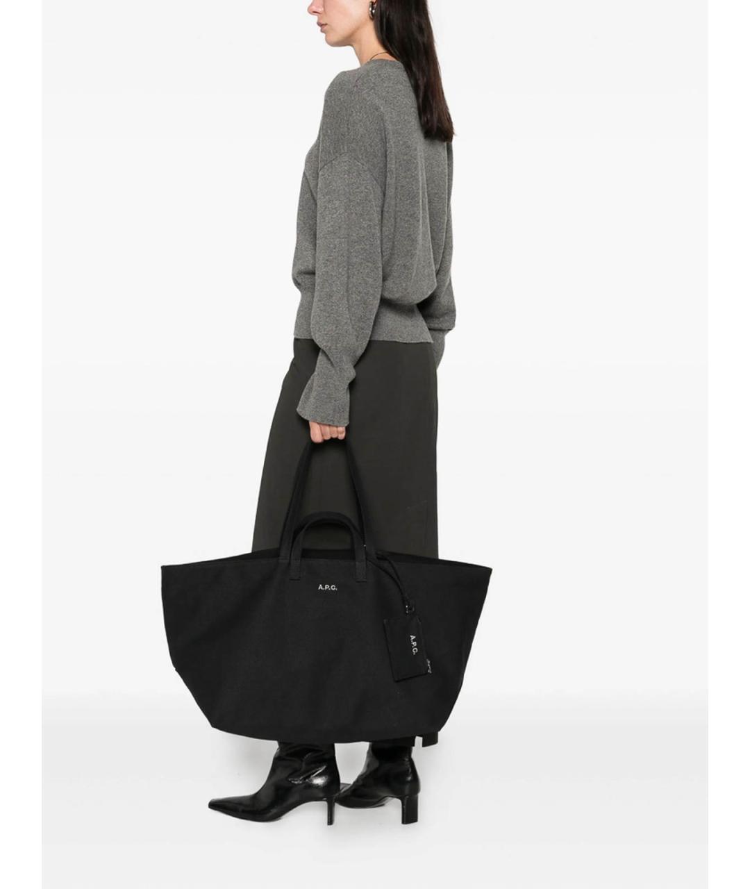 A.P.C. Черная хлопковая сумка тоут, фото 2