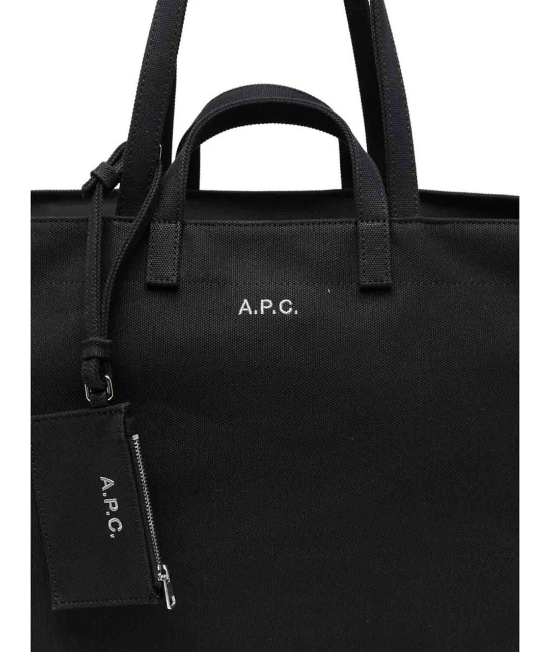 A.P.C. Черная хлопковая сумка тоут, фото 4