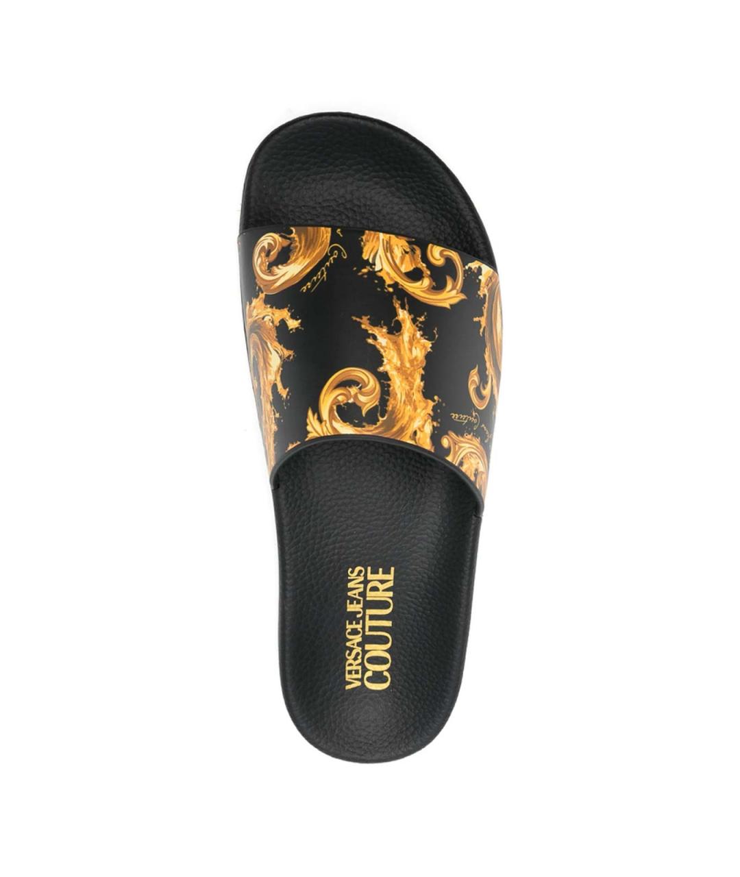 VERSACE JEANS COUTURE Черные резиновые шлепанцы, фото 4