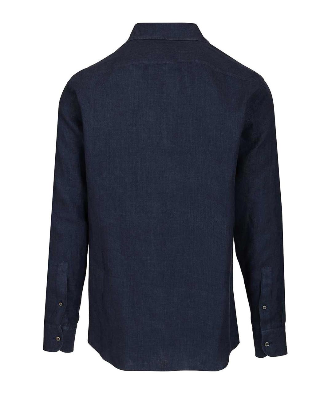 ZEGNA Синяя льняная классическая рубашка, фото 2