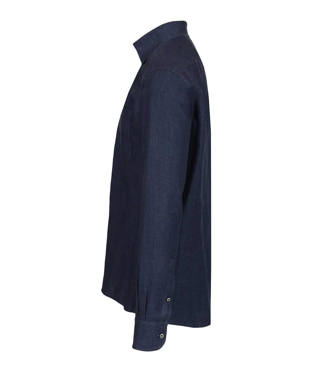 ZEGNA Синяя льняная классическая рубашка, фото 3