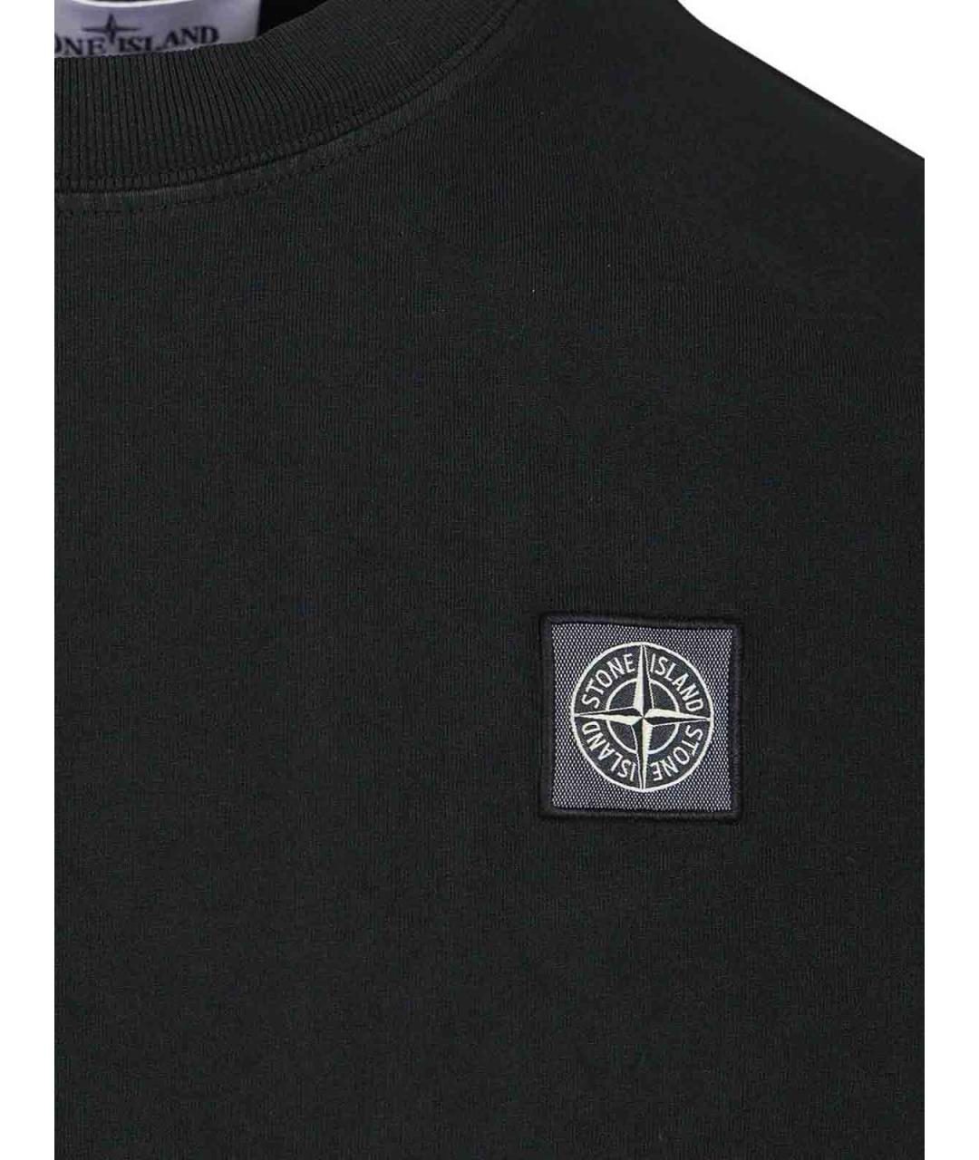 STONE ISLAND Темно-синяя хлопковая футболка, фото 3