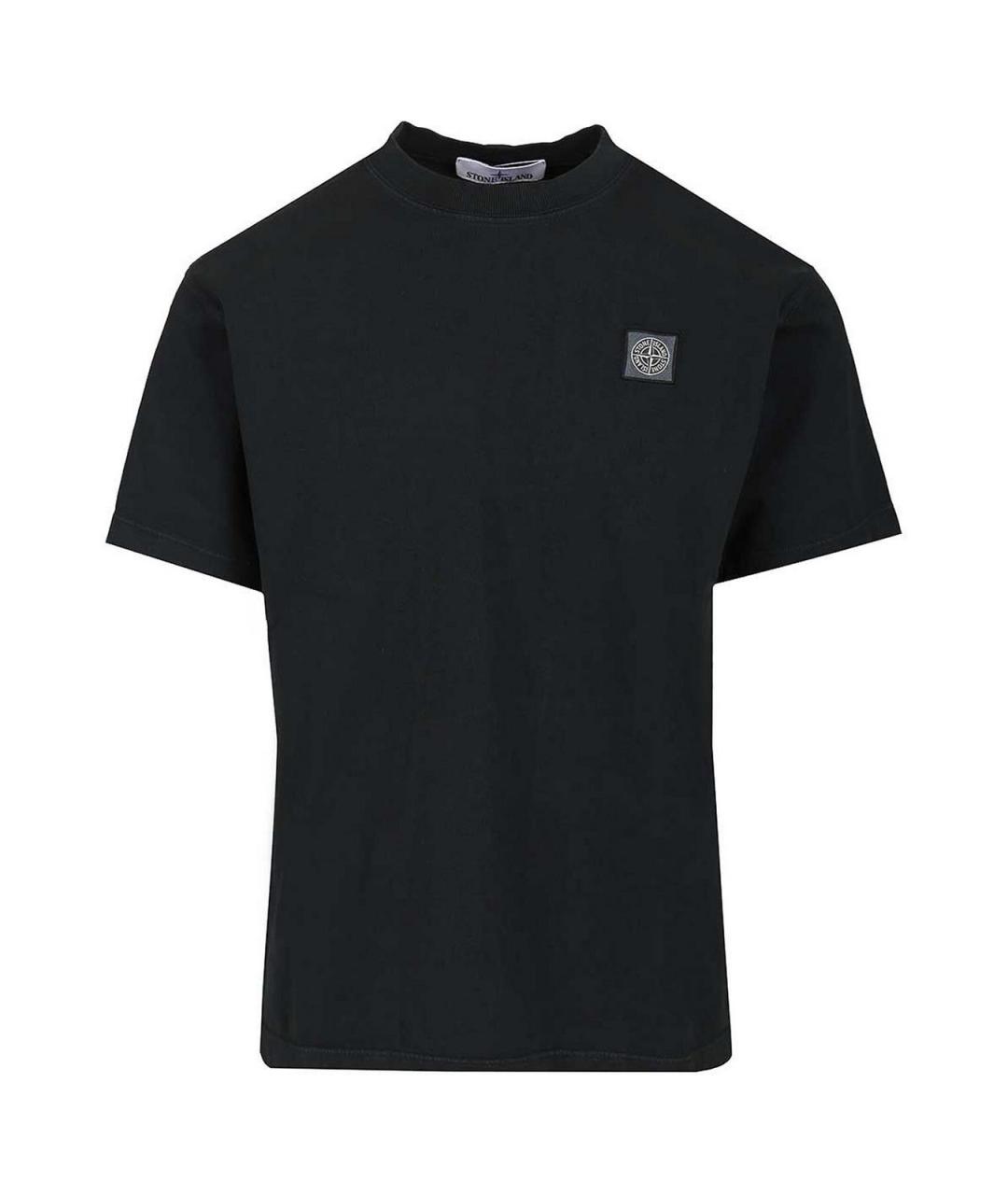STONE ISLAND Темно-синяя хлопковая футболка, фото 1