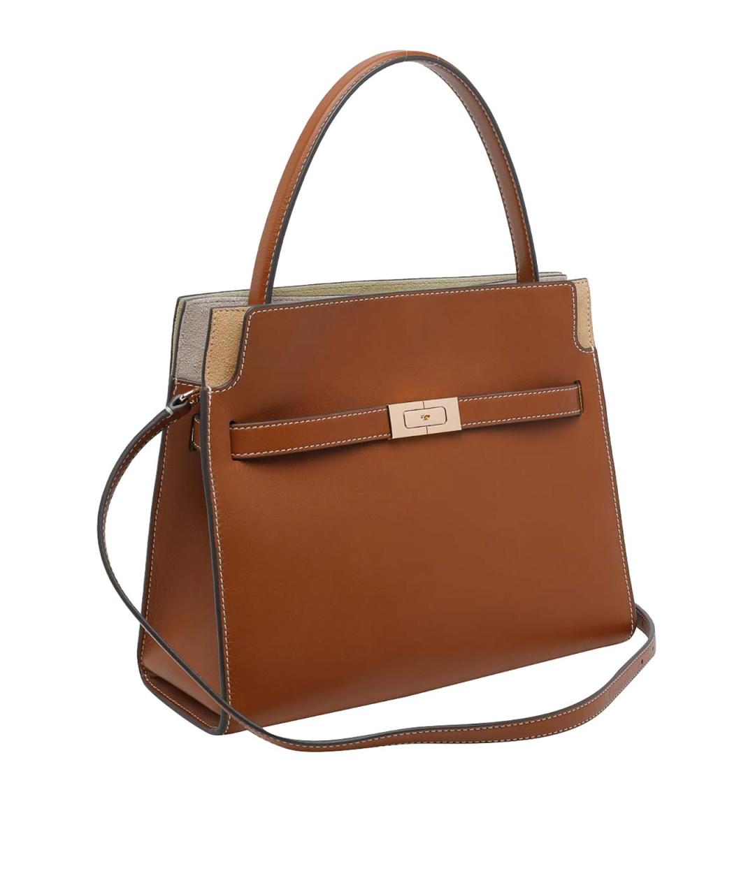 TORY BURCH Коричневая кожаная сумка с короткими ручками, фото 2