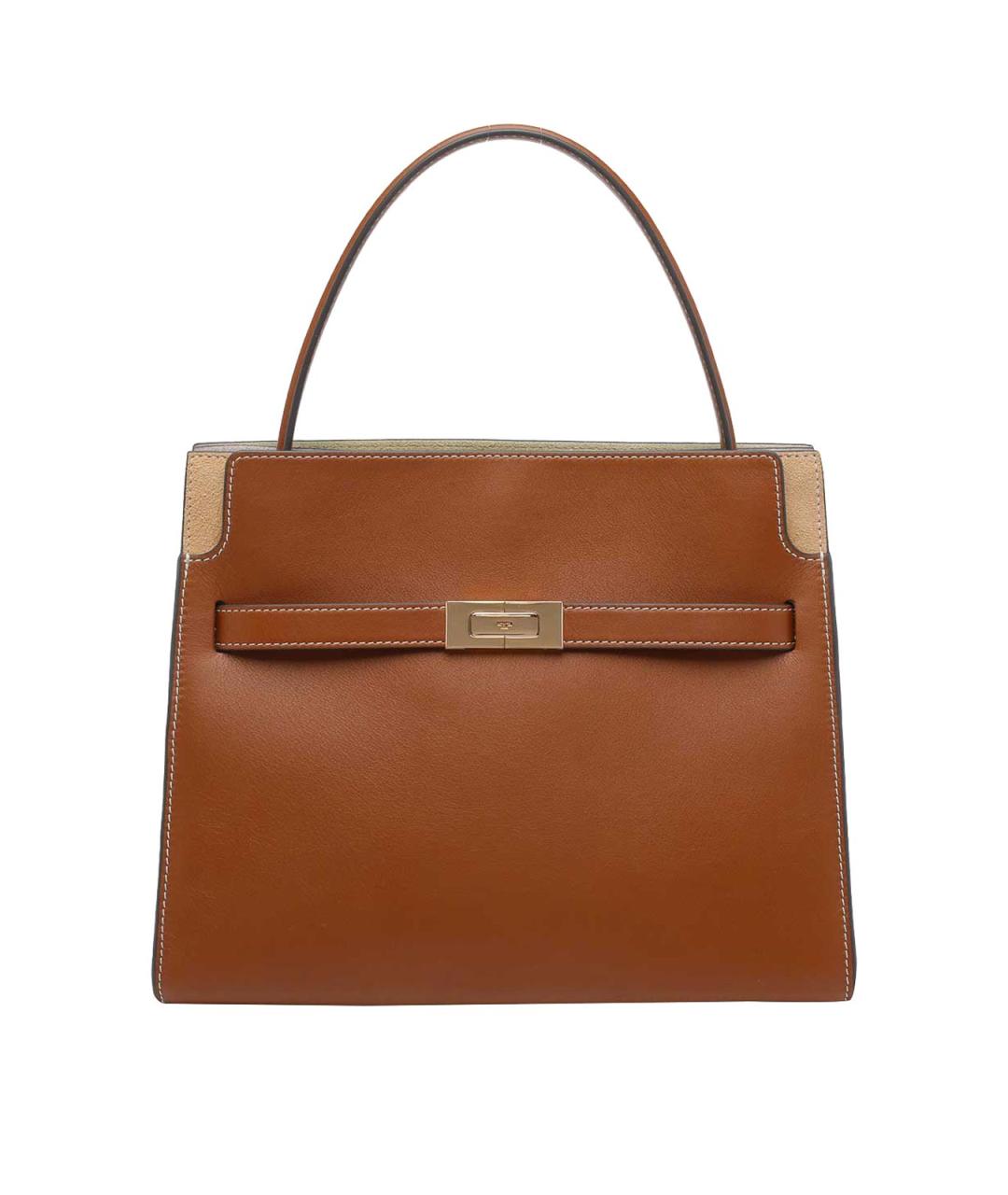 TORY BURCH Коричневая кожаная сумка с короткими ручками, фото 1
