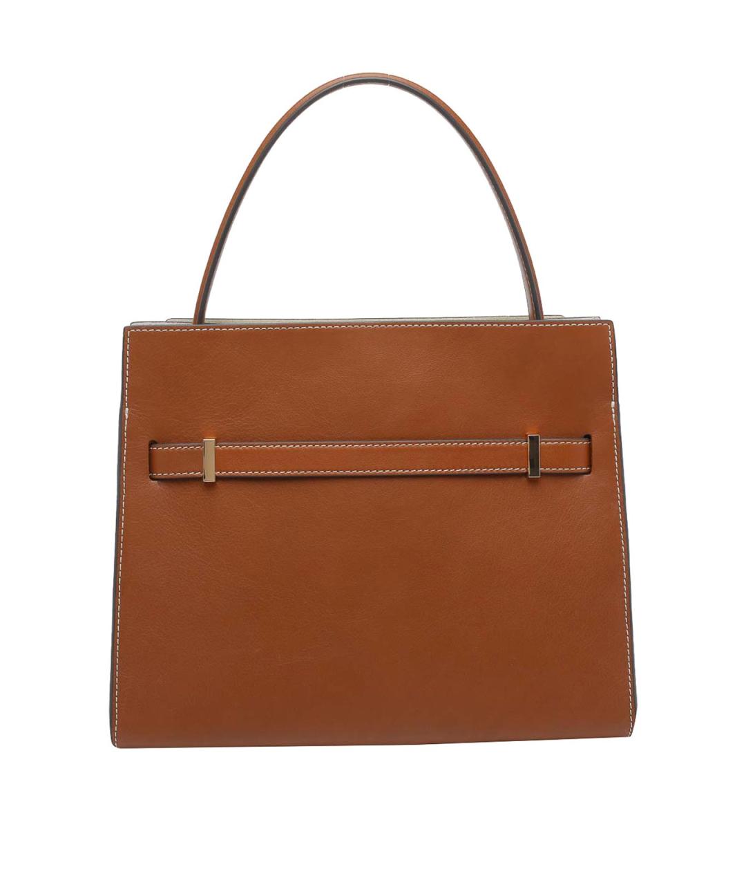 TORY BURCH Коричневая кожаная сумка с короткими ручками, фото 3