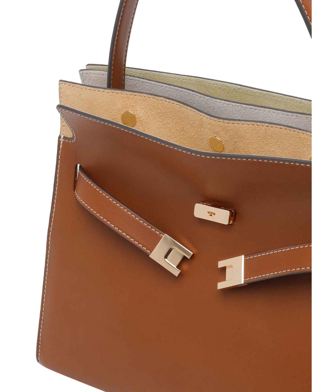TORY BURCH Коричневая кожаная сумка с короткими ручками, фото 4