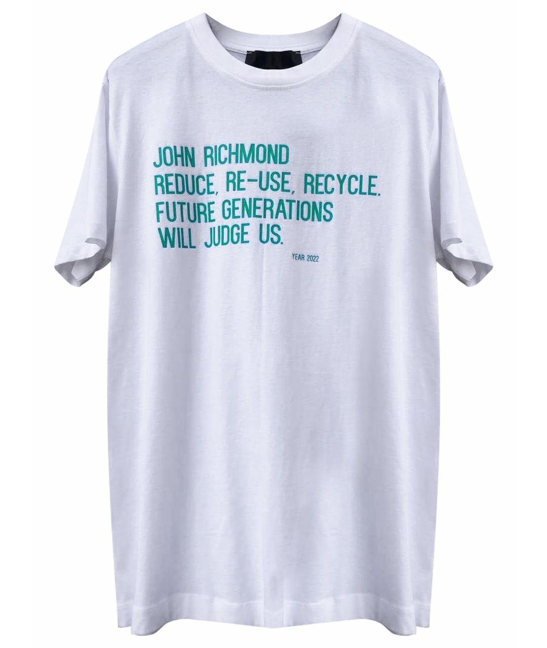JOHN RICHMOND Белая хлопковая футболка, фото 1
