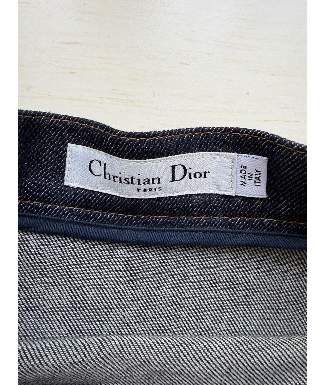 CHRISTIAN DIOR Темно-синяя деним юбка миди, фото 3