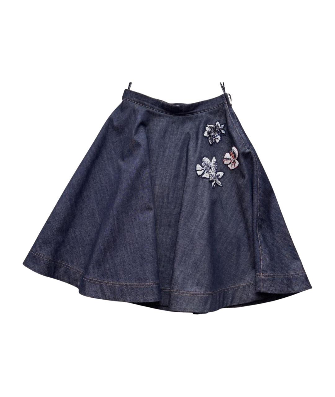 CHRISTIAN DIOR Темно-синяя деним юбка миди, фото 1