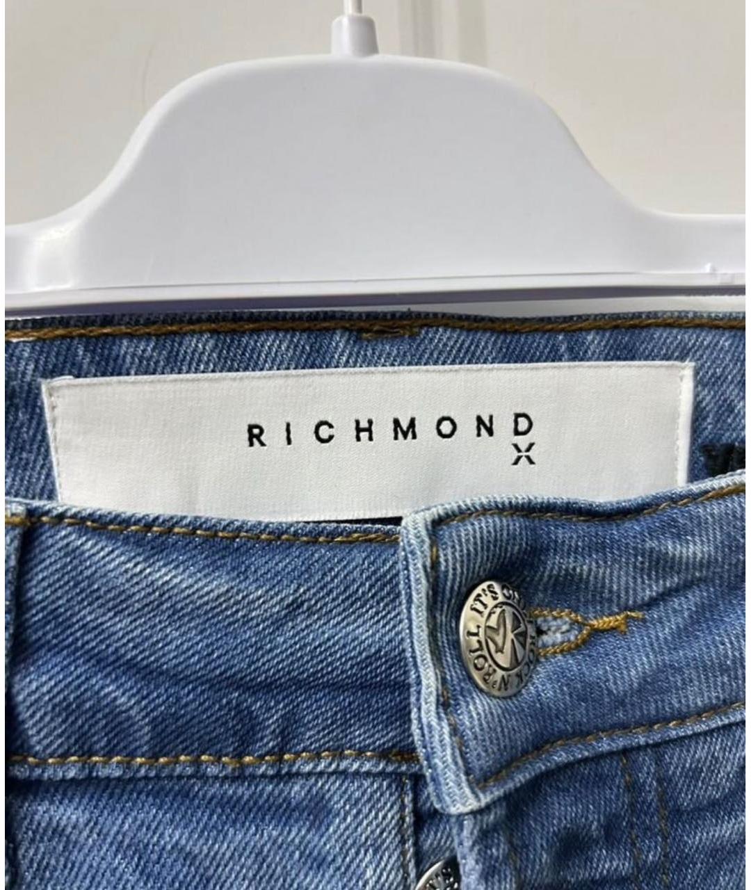 JOHN RICHMOND Голубые хлопковые джинсы скинни, фото 3