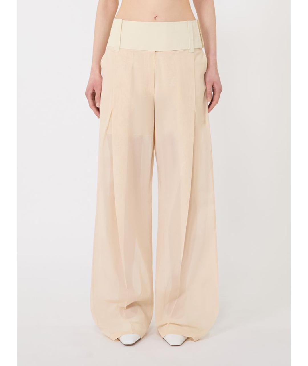 SPORTMAX Бежевые хлопковые брюки широкие, фото 3