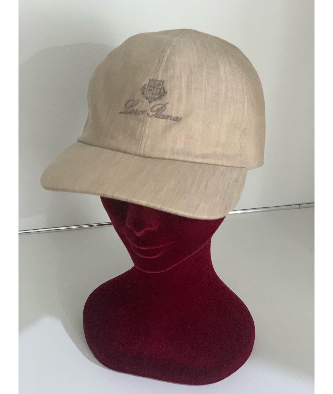 LORO PIANA Бежевая льняная кепка/бейсболка, фото 4