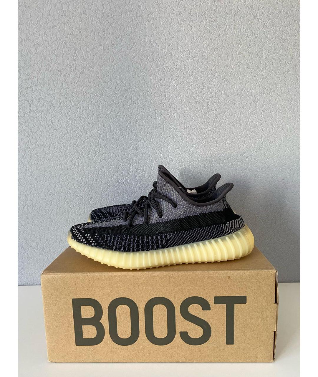 ADIDAS YEEZY Темно-синие текстильные низкие кроссовки / кеды, фото 3