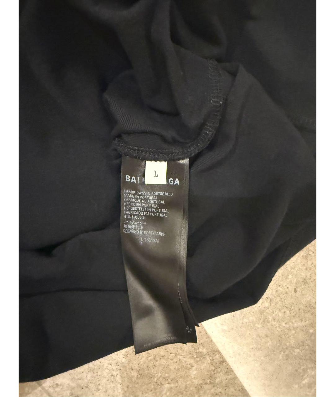 BALENCIAGA Черная хлопковая футболка, фото 3