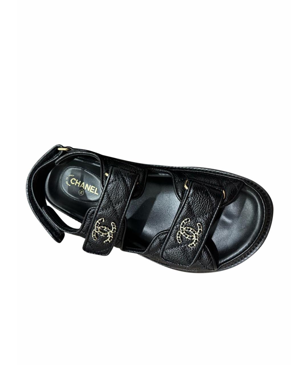 CHANEL Черные кожаные сандалии, фото 1