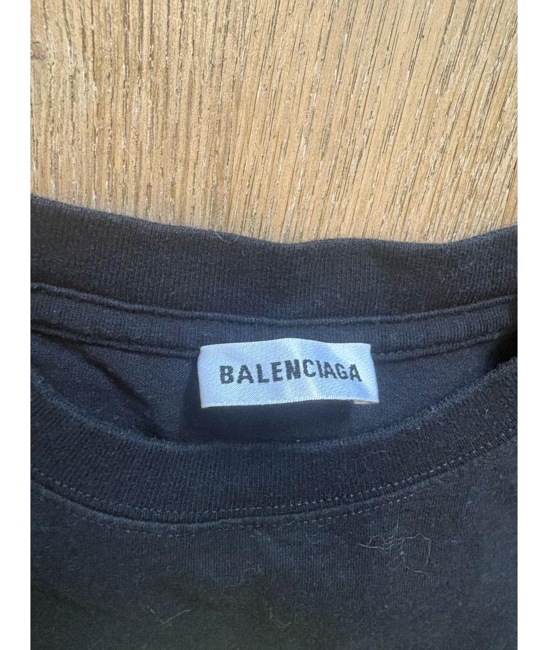 BALENCIAGA Черная хлопковая футболка, фото 3