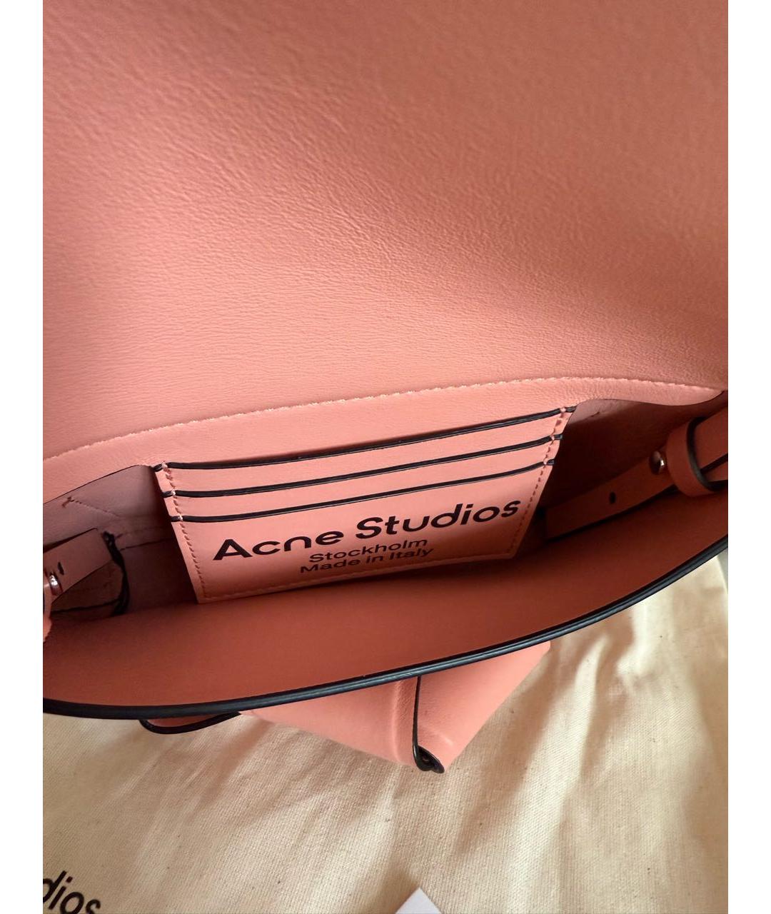 ACNE STUDIOS Коралловая кожаная сумка через плечо, фото 7