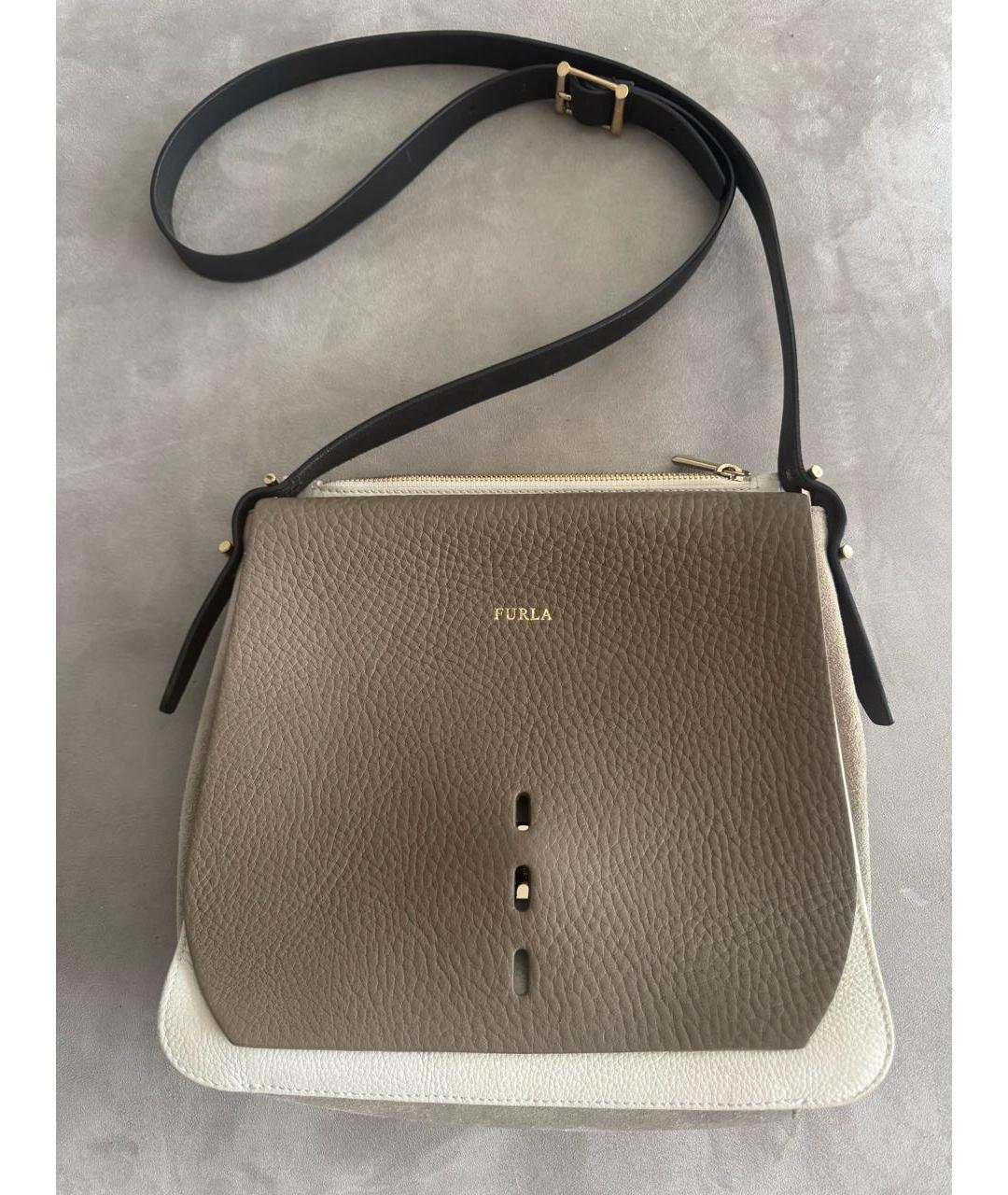 FURLA Бежевая кожаная сумка через плечо, фото 6