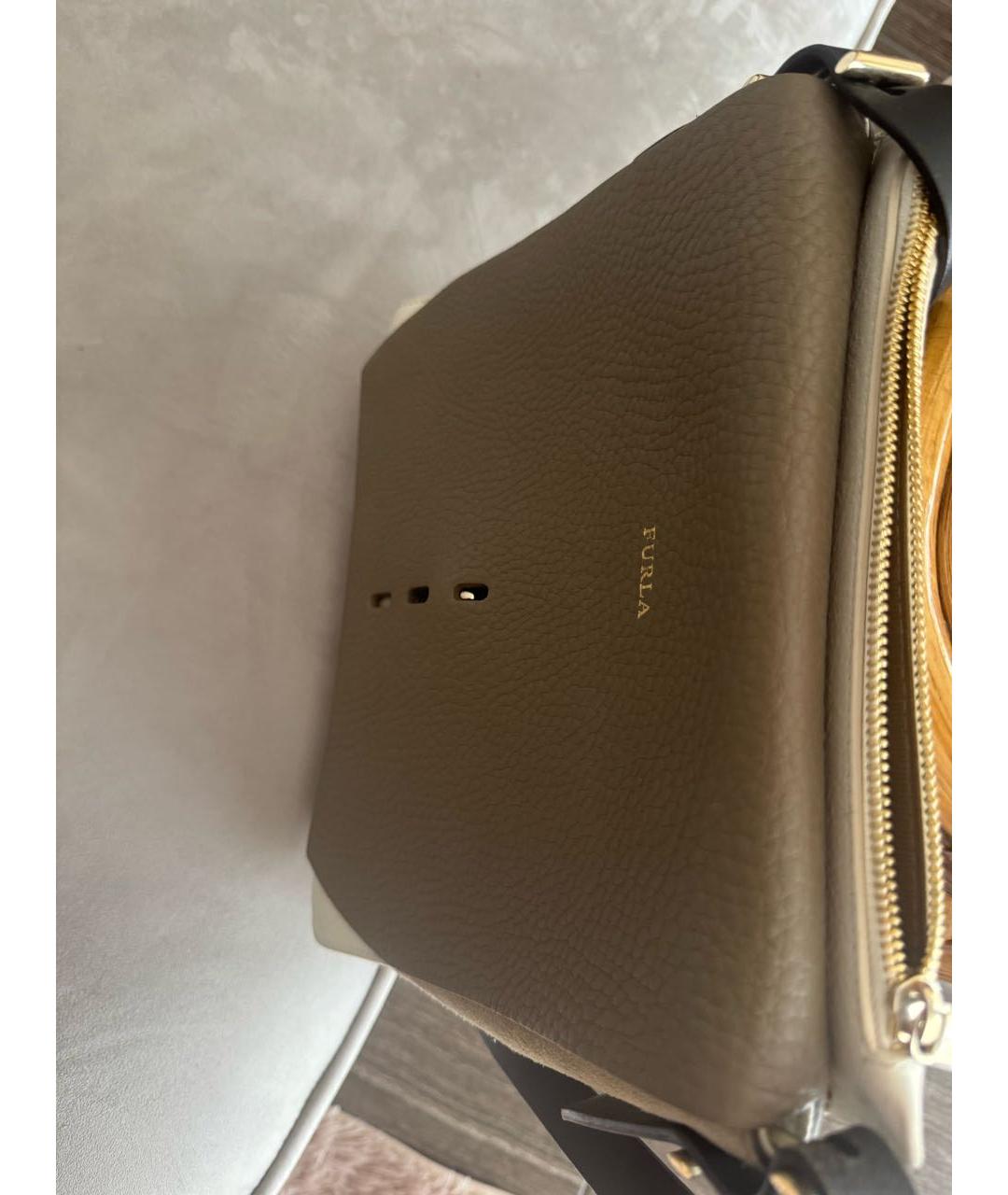 FURLA Бежевая кожаная сумка через плечо, фото 3