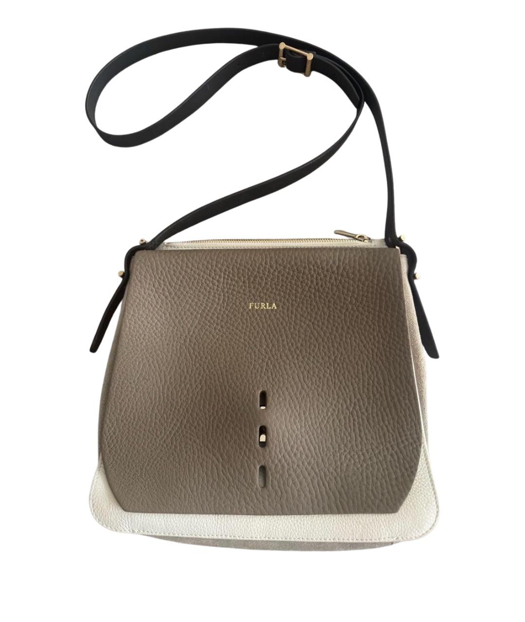 FURLA Бежевая кожаная сумка через плечо, фото 1