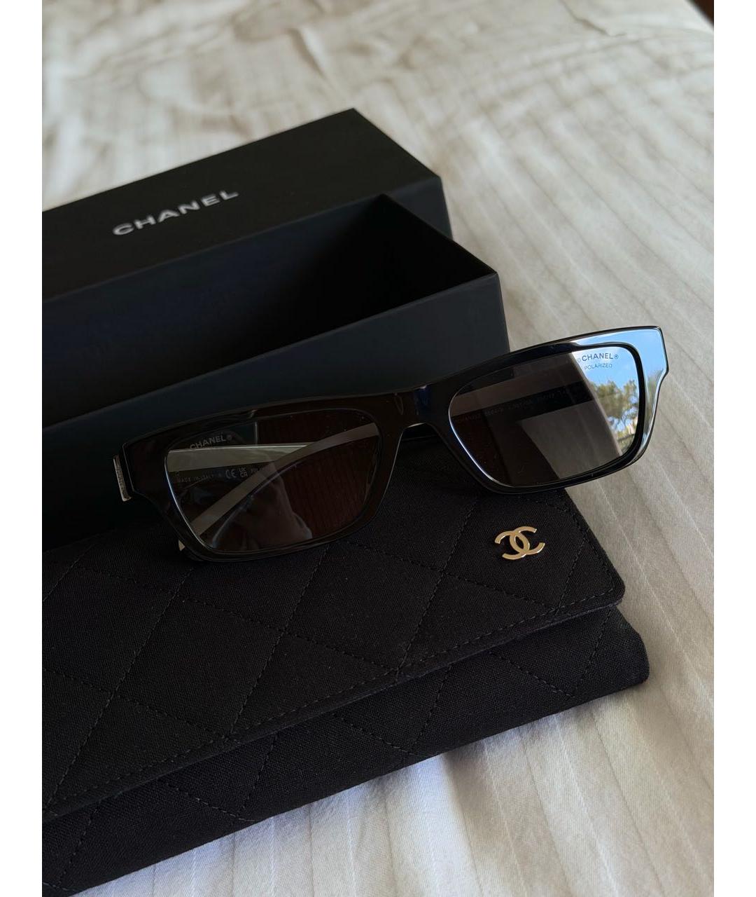 CHANEL Черные пластиковые солнцезащитные очки, фото 4