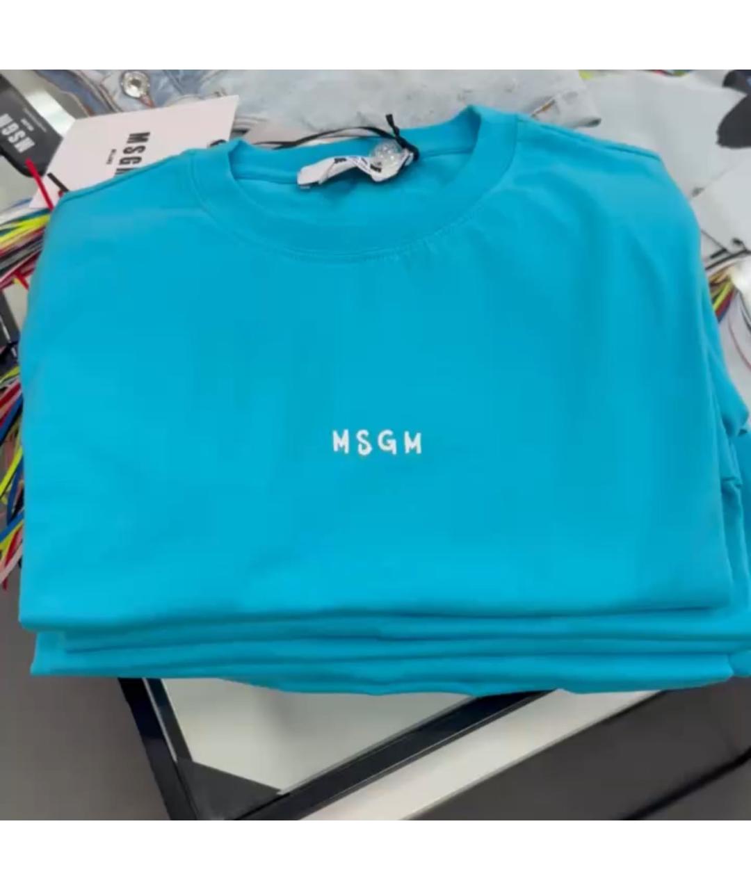 MSGM Бирюзовая хлопковая футболка, фото 4