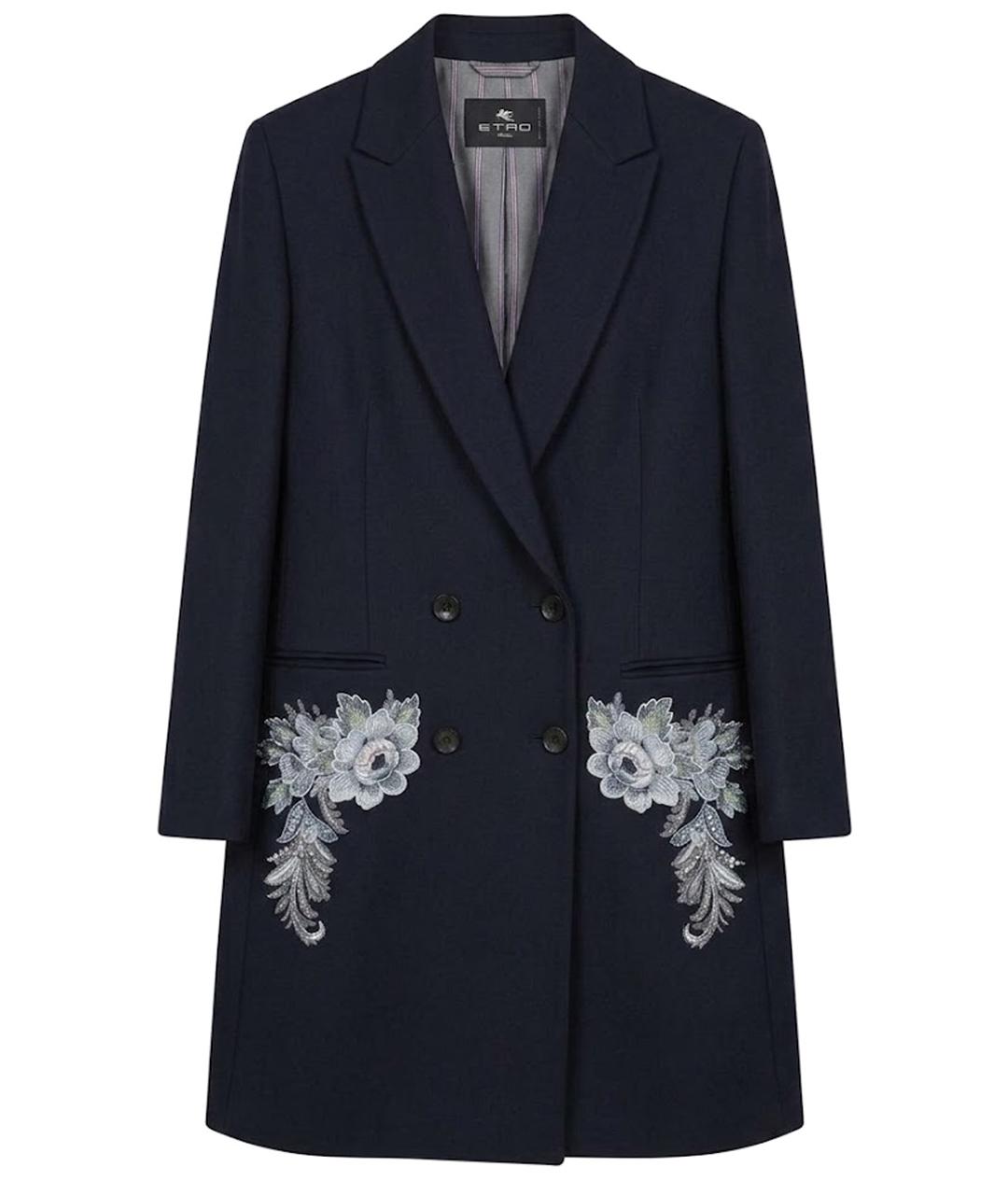 ETRO Темно-синее полиэстеровое пальто, фото 1