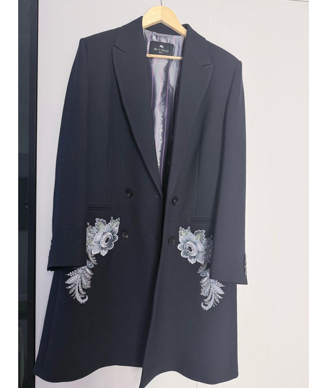 ETRO Темно-синее полиэстеровое пальто, фото 8