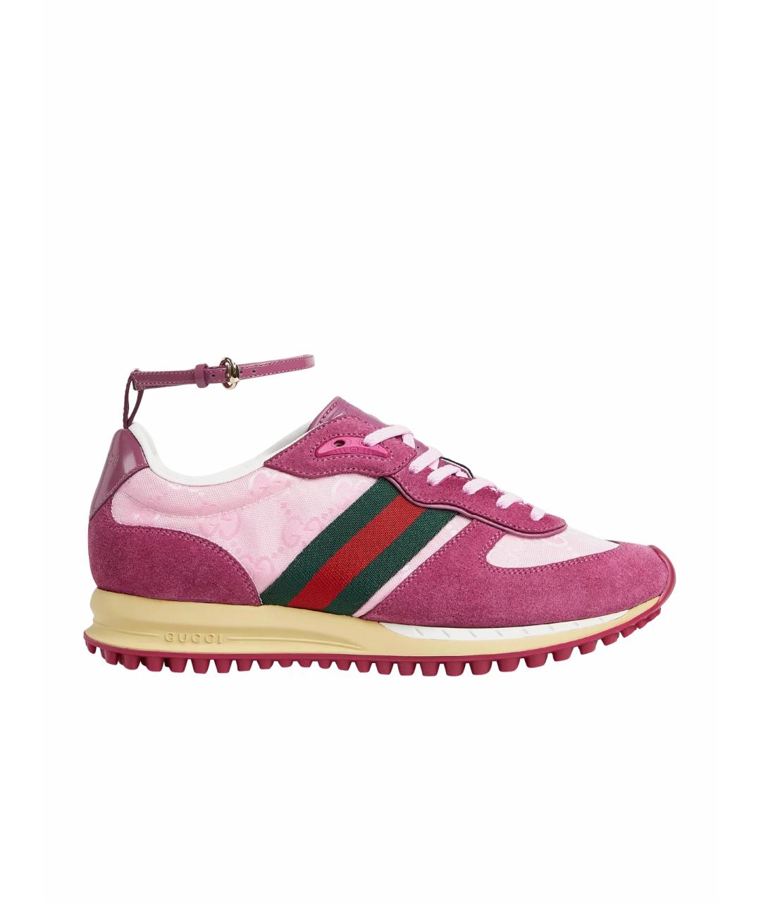 GUCCI Розовые кожаные кроссовки, фото 1