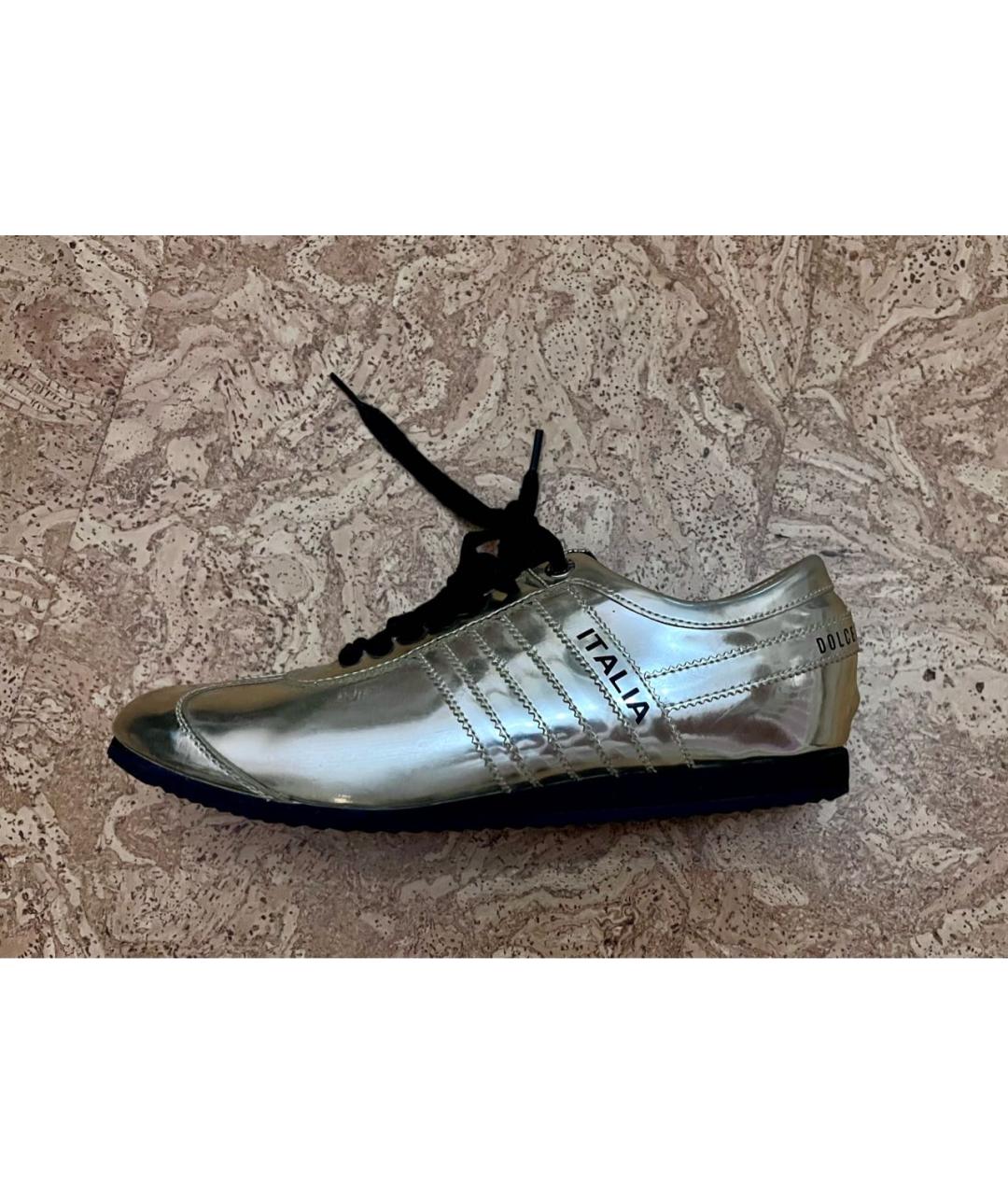 DOLCE&GABBANA Золотые кожаные низкие кроссовки / кеды, фото 2