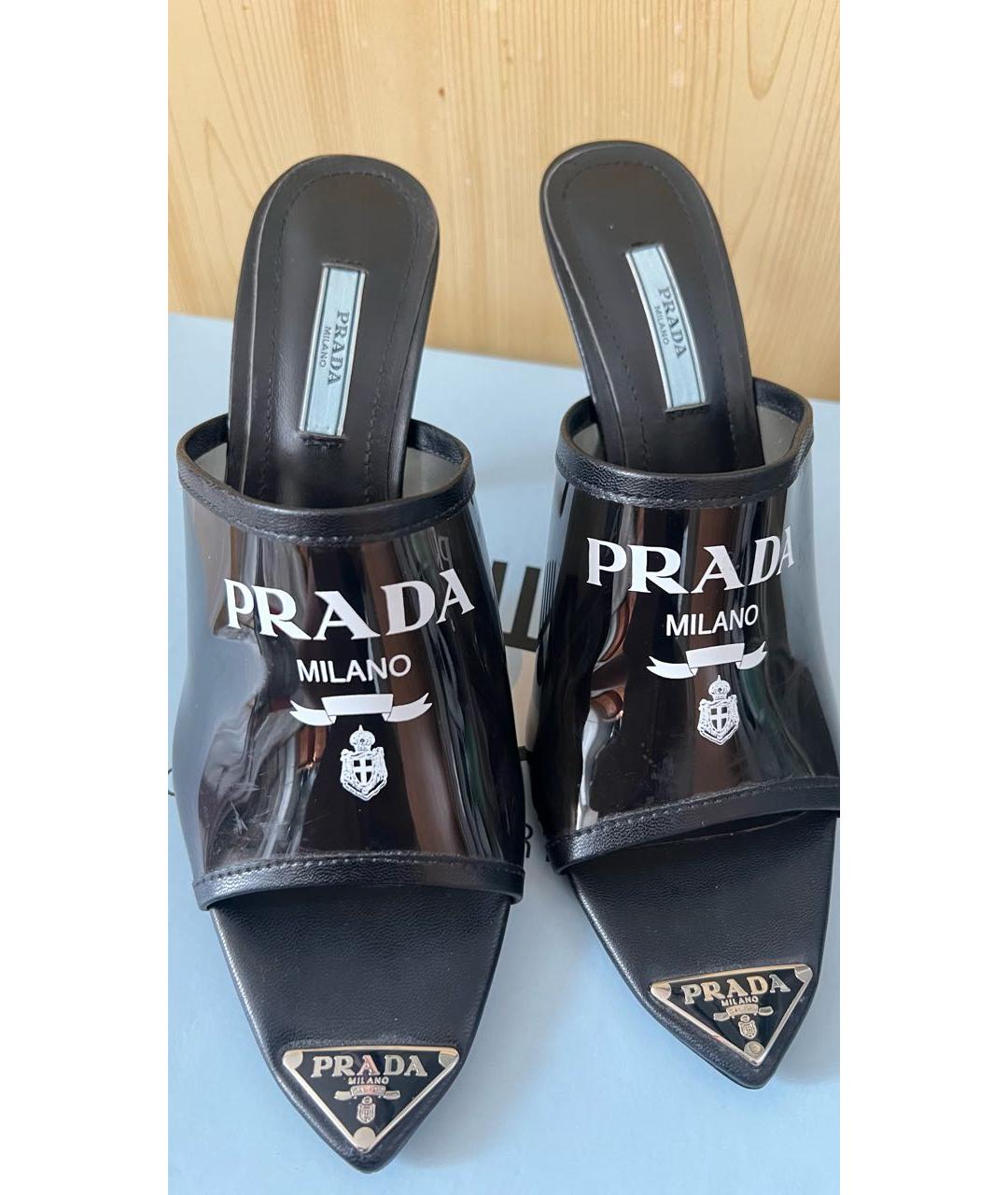 PRADA Черные шлепанцы, фото 2