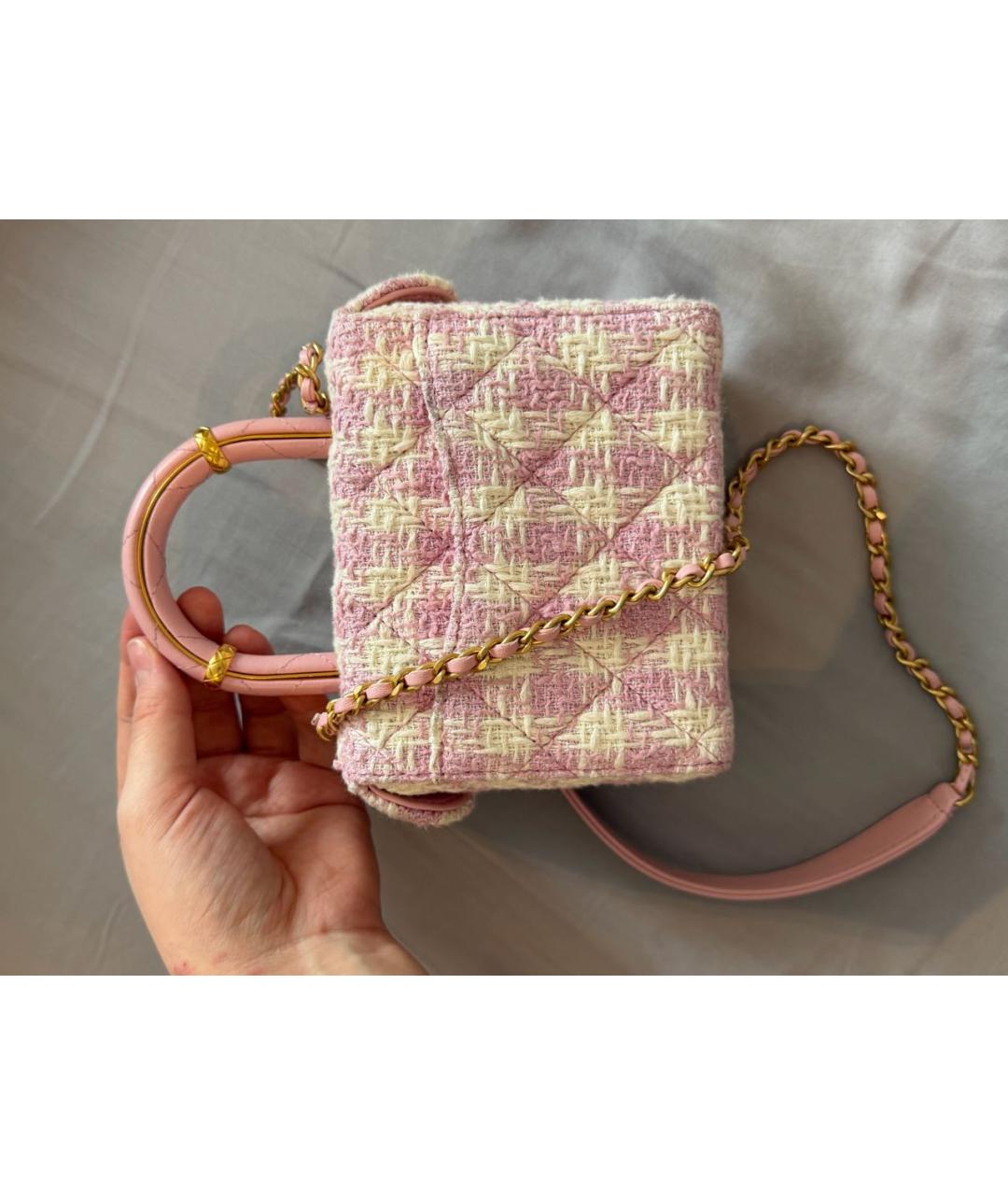 CHANEL Розовая сумка с короткими ручками, фото 3