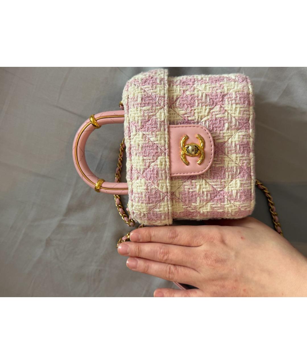 CHANEL Розовая сумка с короткими ручками, фото 8